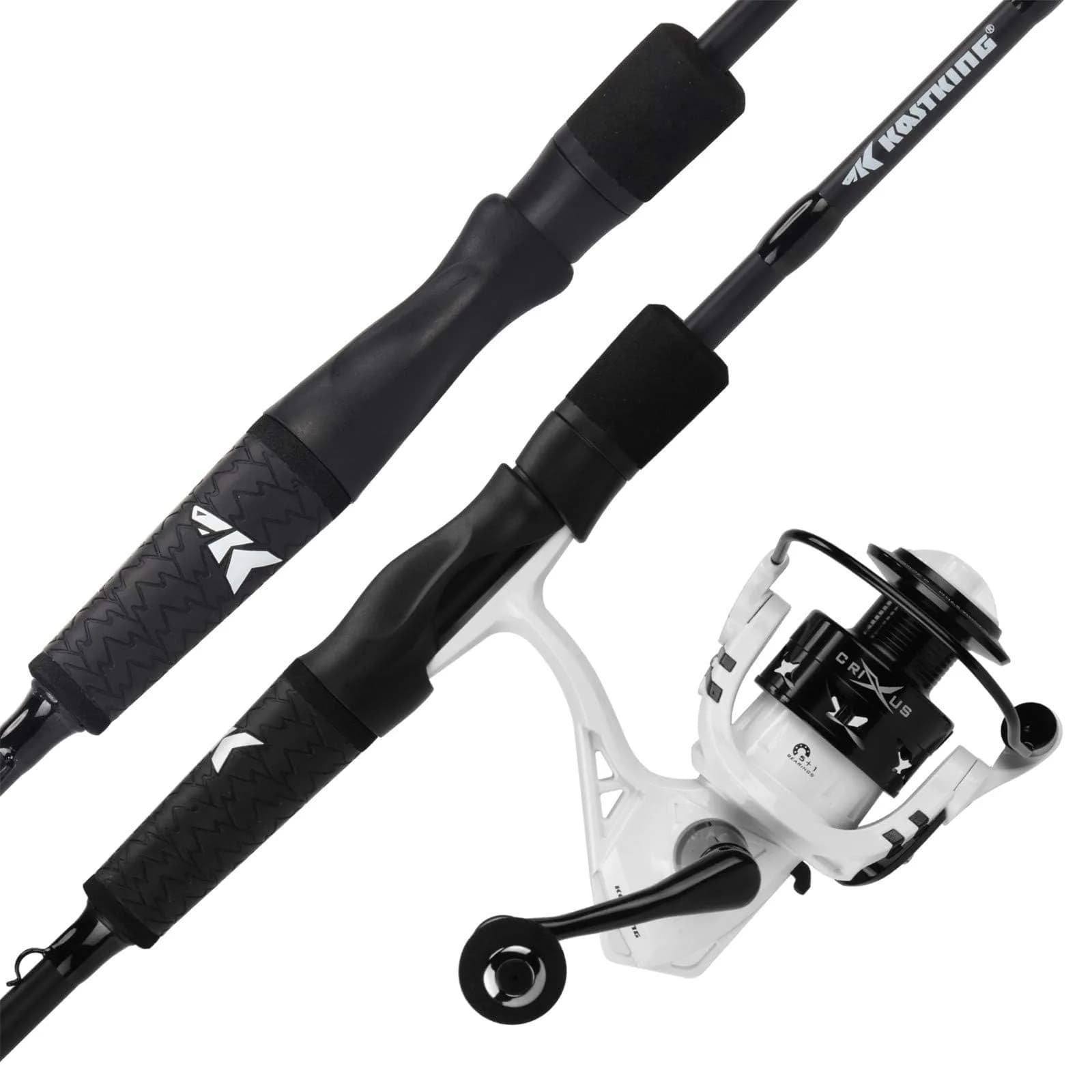 KastKing Crixus Baitcaster Combo Right-Hand 6'6" MH Rod 198cm (6'6") 17lb Line — White, Black