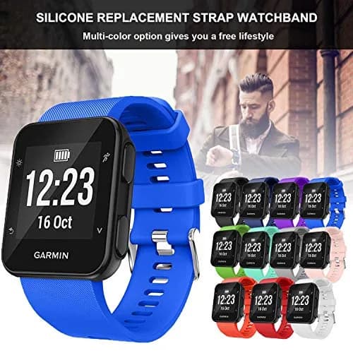 TopPerfekt Silicone Watch Band for Garmin Forerunner 35 | 24mm (0.94 Inch) Blue | Adjustable Sport Strap thumbnail 7