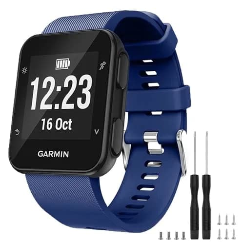 TopPerfekt Silicone Watch Band for Garmin Forerunner 35 | 24mm Navy, Fits 130-230mm Wrist thumbnail 1
