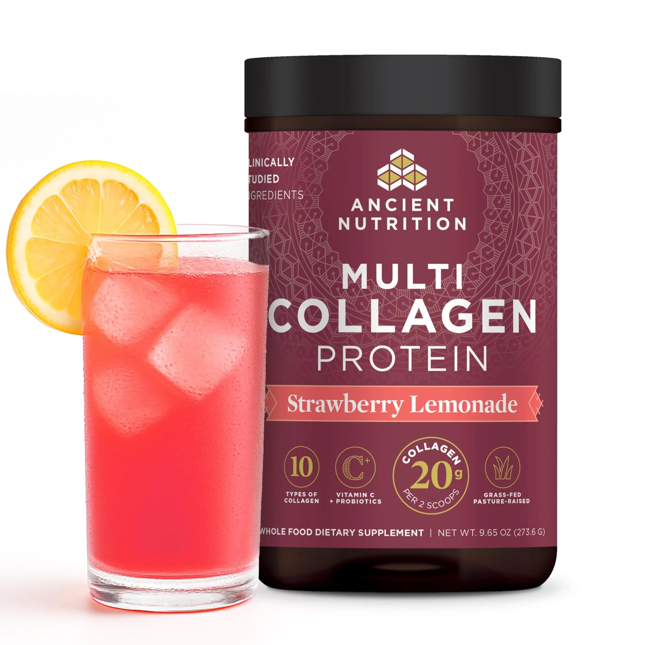 Ancient Nutrition Multi Collagen Protein Powder Strawberry Lemonade 24 Servings | Supports Skin, Joints, Gut Health - main product image