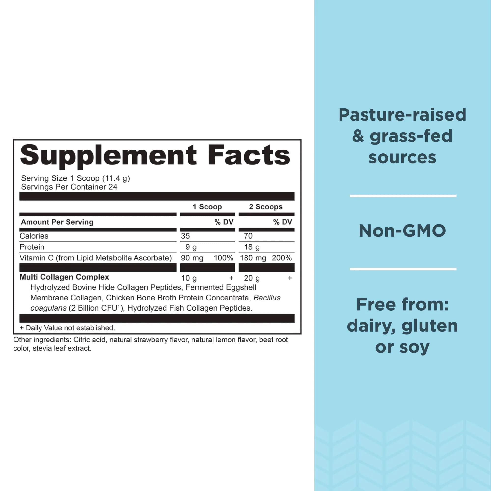 Ancient Nutrition Multi Collagen Protein Powder Strawberry Lemonade 24 Servings | Supports Skin, Joints, Gut Health - view 2