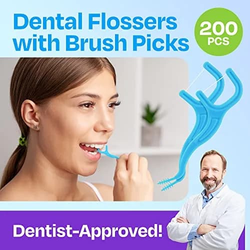 Trueocity Mint Dental Floss Picks 200 Count | Sensitive Gums Glide & Clean thumbnail 2