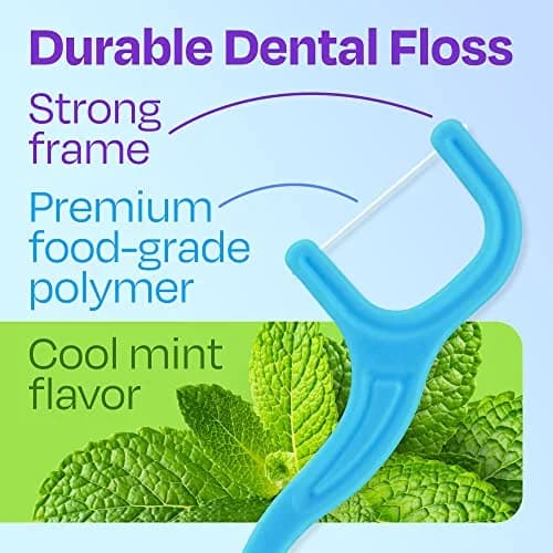 Trueocity Mint Dental Floss Picks 200 Count | Sensitive Gums Glide & Clean thumbnail 3