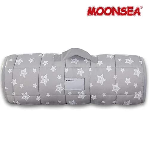 Moonsea Toddler Nap Mat with Pillow and Fleece Minky Blanket Grey | Soft, Portable & Machine Washable thumbnail 5