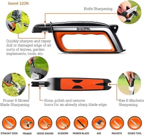 SHARPAL Pocket Knife Sharpener & Garden Tool Sharpener Combo Gift Pack | 6-In-1 Survival Tool with Fire Starter & Whistle thumbnail 4