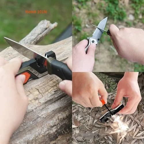 SHARPAL Pocket Knife Sharpener & Garden Tool Sharpener Combo Gift Pack | 6-In-1 Survival Tool with Fire Starter & Whistle thumbnail 5