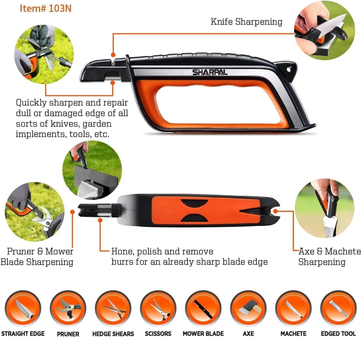 SHARPAL Pocket Knife Sharpener & Garden Tool Sharpener Combo Gift Pack | 6-In-1 Survival Tool with Fire Starter & Whistle - view 4