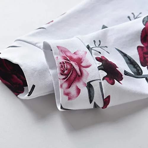 Eghunooy Baby Girl Clothes Long Sleeve Floral Hoodie Sweatshirt Pants with Pocket Headband Outfit Sets (3-4T) Wine Red | Breathable Cotton, Perfect for Indian Winters thumbnail 6
