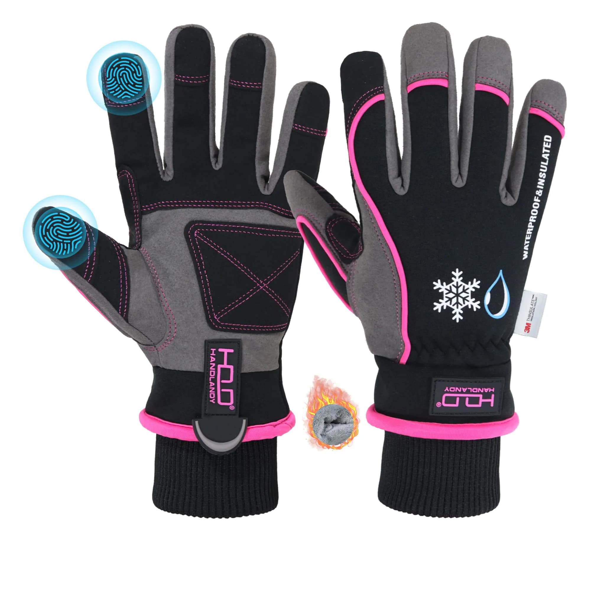 HANDLANDY Winter Work Gloves 3M Thinsulate Waterproof Insulated Gloves | Snow & Cold Weather Protection