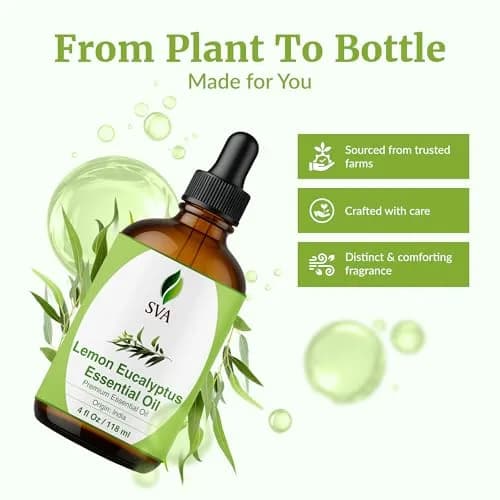 SVA ORGANICS Lemon Eucalyptus Essential Oil - 4 Fl Oz (118 mL) - Pure & Natural Aromatherapy Oil thumbnail 4