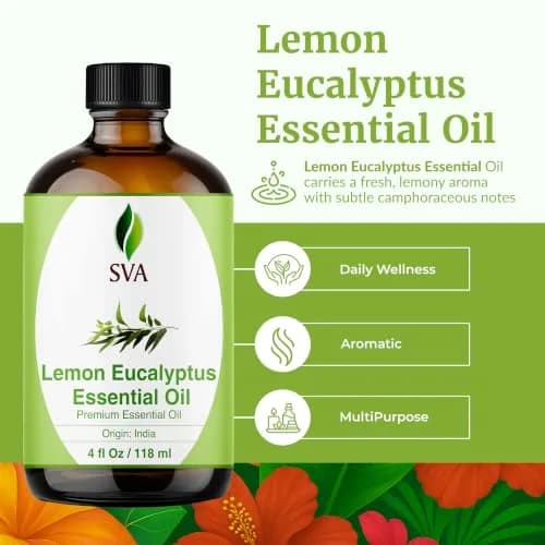 SVA ORGANICS Lemon Eucalyptus Essential Oil - 4 Fl Oz (118 mL) - Pure & Natural Aromatherapy Oil thumbnail 2