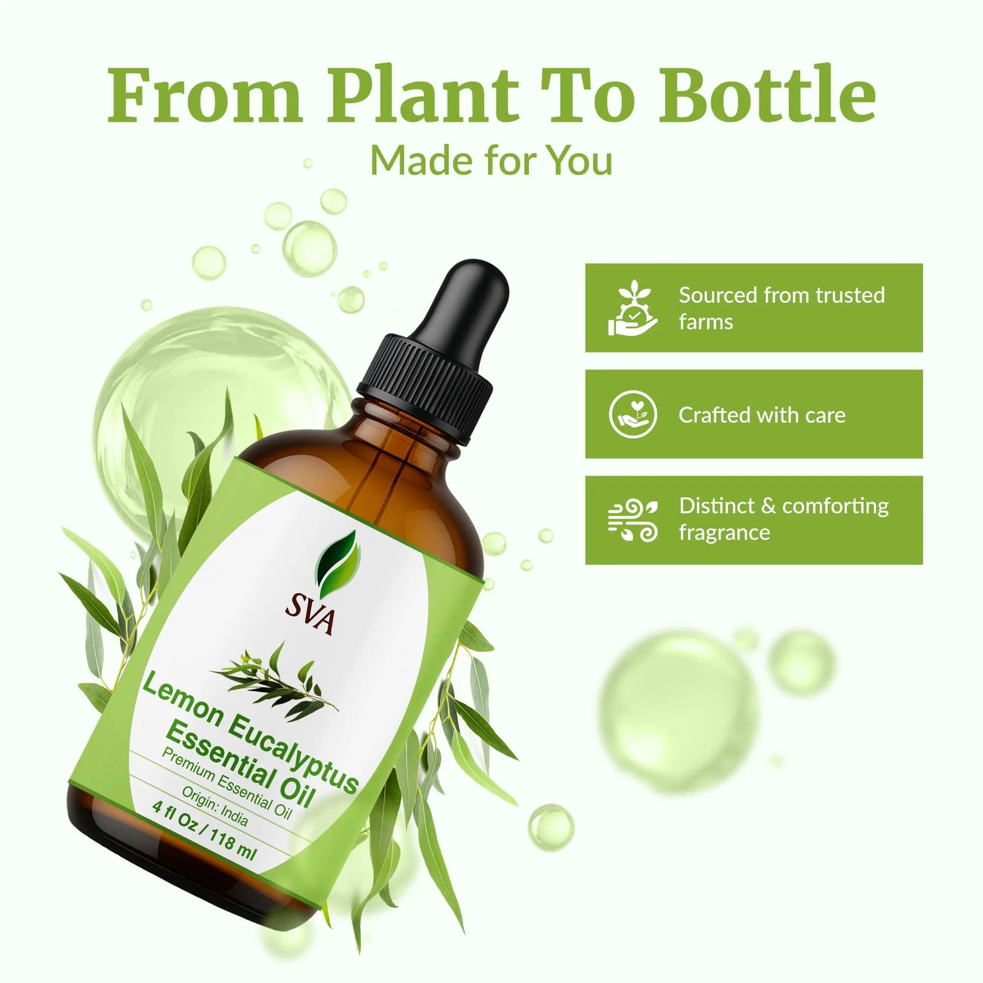 SVA ORGANICS Lemon Eucalyptus Essential Oil - 4 Fl Oz (118 mL) - Pure & Natural Aromatherapy Oil - view 4