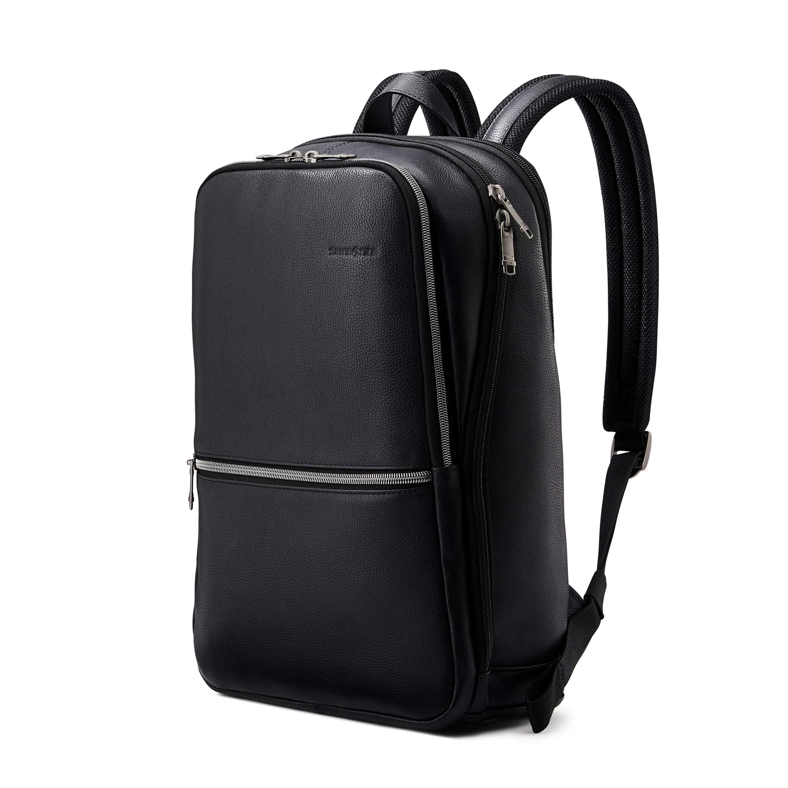 Samsonite Classic Leather Slim Backpack Black | 16.1"H x 11"W x 5.5"D — Black