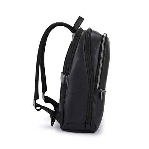 Samsonite Classic Leather Slim Backpack Black | 16.1"H x 11"W x 5.5"D thumbnail 3