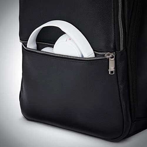 Samsonite Classic Leather Slim Backpack Black | 16.1"H x 11"W x 5.5"D thumbnail 4
