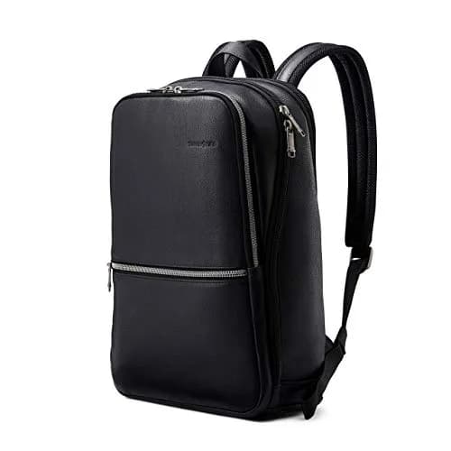 Samsonite Classic Leather Slim Backpack Black | 16.1"H x 11"W x 5.5"D - main product image