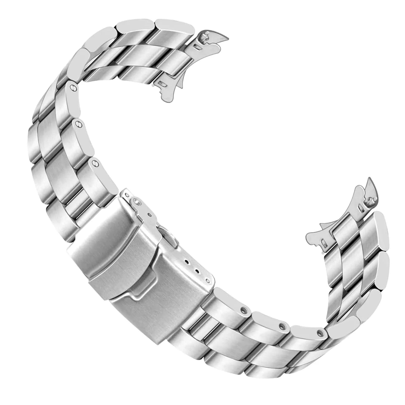 Juntan 20mm Watch Band Stainless Steel | Curved Solid End Tapered Strap for Men & Women, Silver — Silver