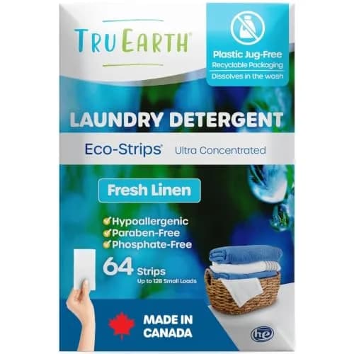 Tru Earth Dry Laundry Detergent Sheets, Fresh Linen, 64 Count | Eco-Friendly, Hypoallergenic & Compact thumbnail 1