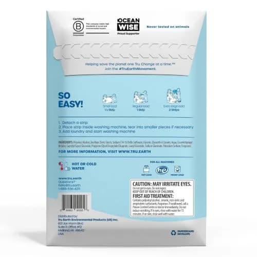 Tru Earth Dry Laundry Detergent Sheets, Fresh Linen, 64 Count | Eco-Friendly, Hypoallergenic & Compact thumbnail 2