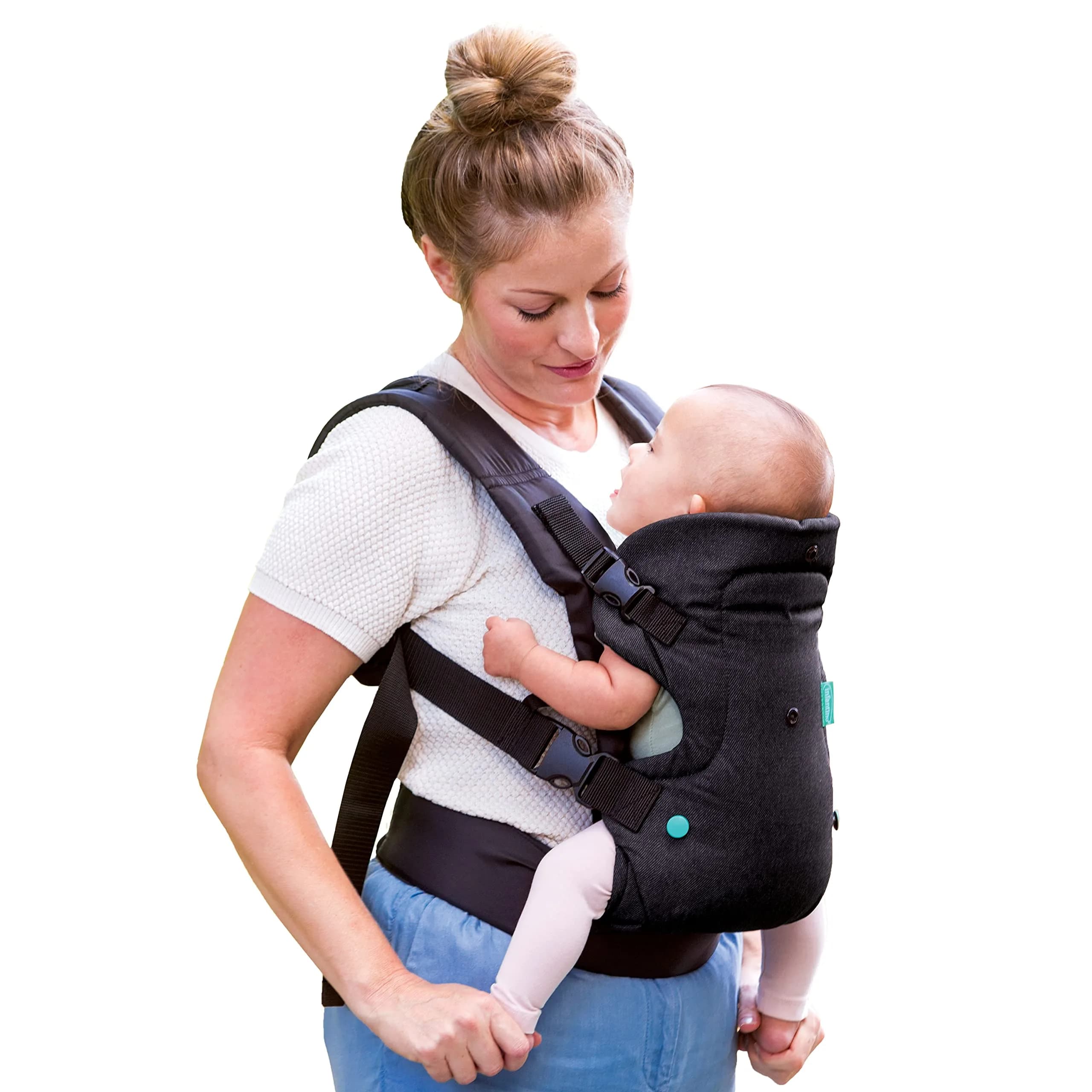 Infantino Flip 4-in-1 Baby Carrier Convertible Ergonomic, Black Denim | Adjustable, Ergonomic & Grow-with-Your Baby (70-120 chars)