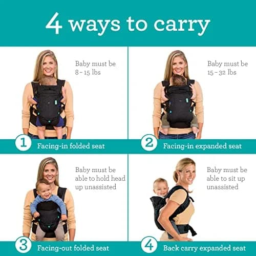 Infantino Flip 4-in-1 Baby Carrier Convertible Ergonomic, Black Denim | Adjustable, Ergonomic & Grow-with-Your Baby (70-120 chars) thumbnail 2