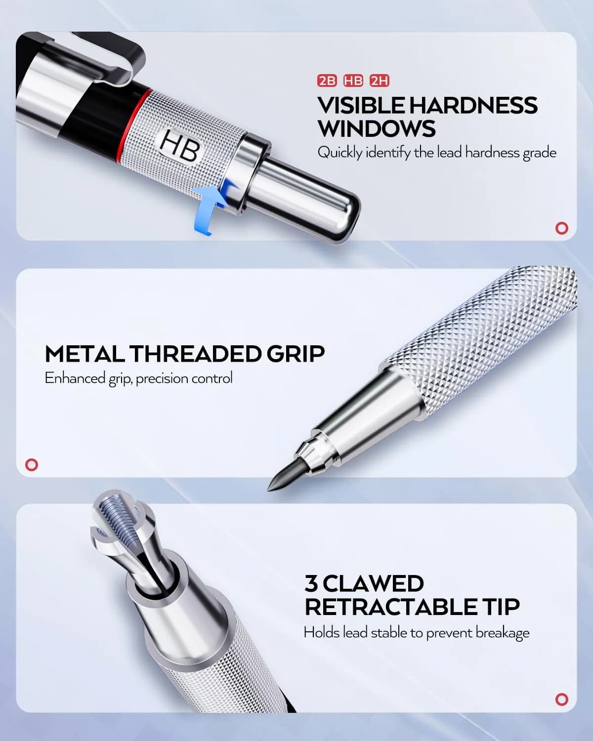 Nicpro 6PCS Art Mechanical Pencil Set with 0.5/0.7/0.9/2.0mm Leads & Erasers | Value Pack for Students & Professionals - view 2