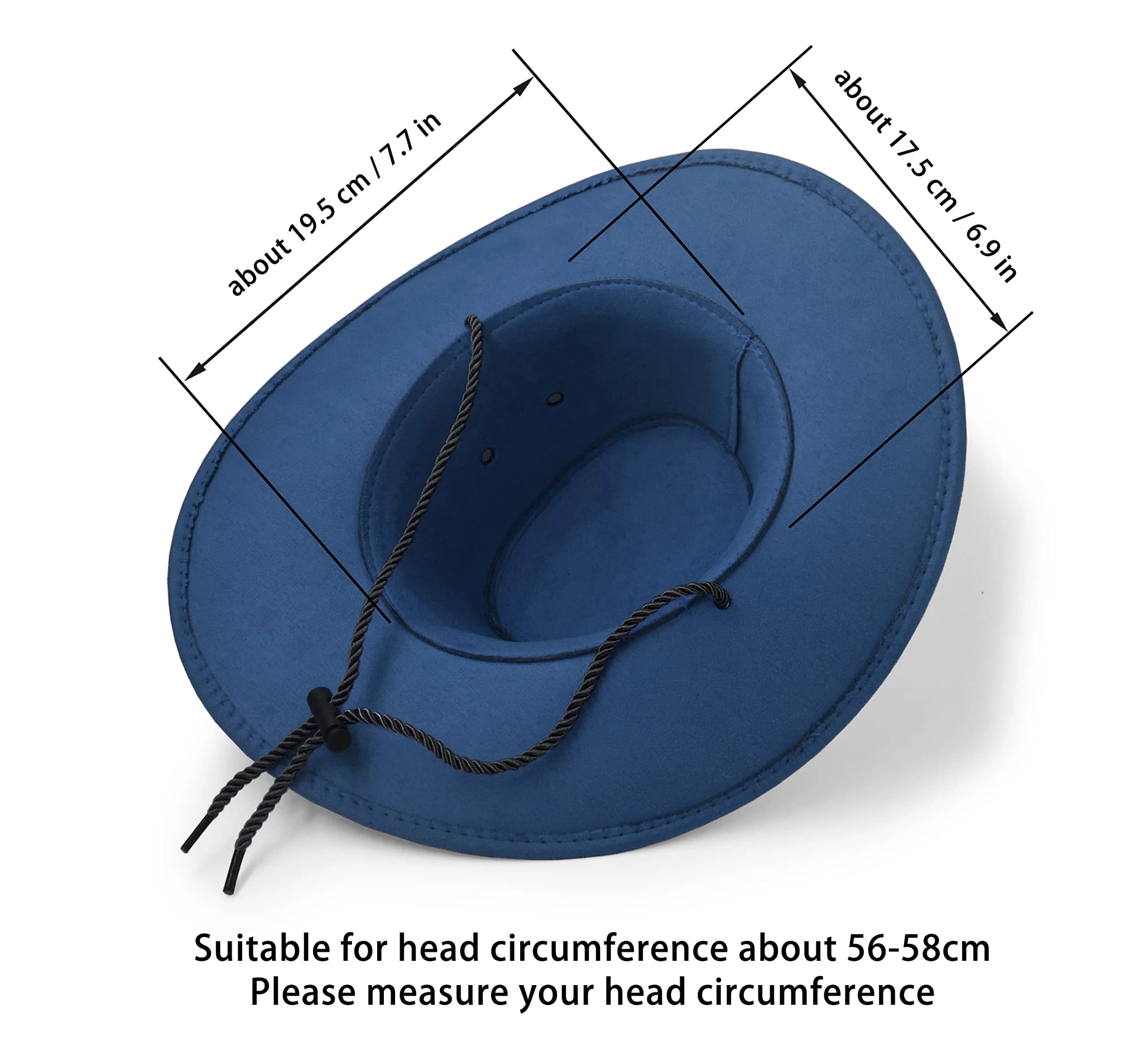 UltraKey Navy Cowboy Hat 10cm (3.9in) Brim | Western Style Sun Protection for Outdoor Activities - view 8