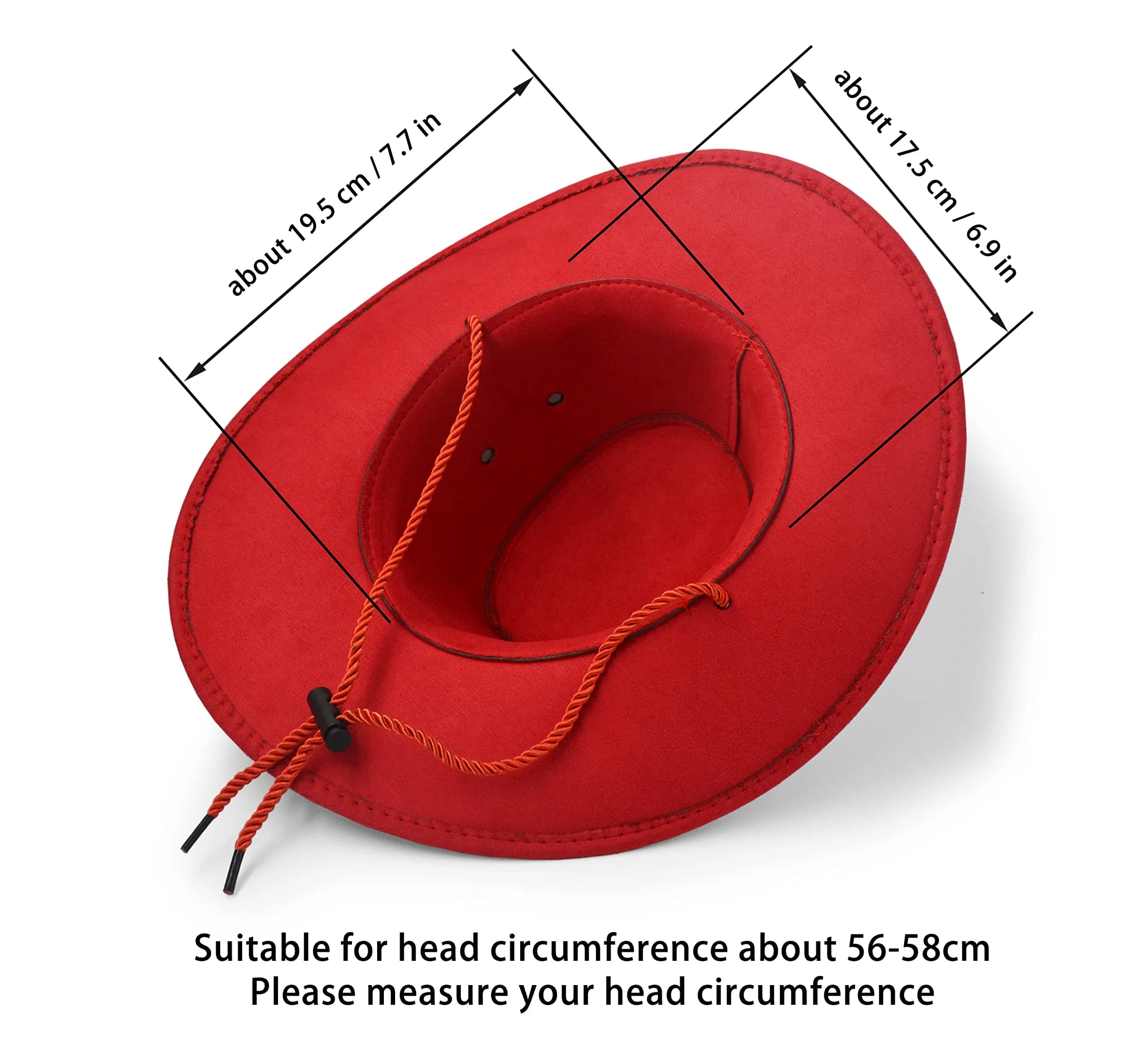 UltraKey Red Cowboy Hat 10cm (3.9in) Brim | Western Style Sun Protection - view 8