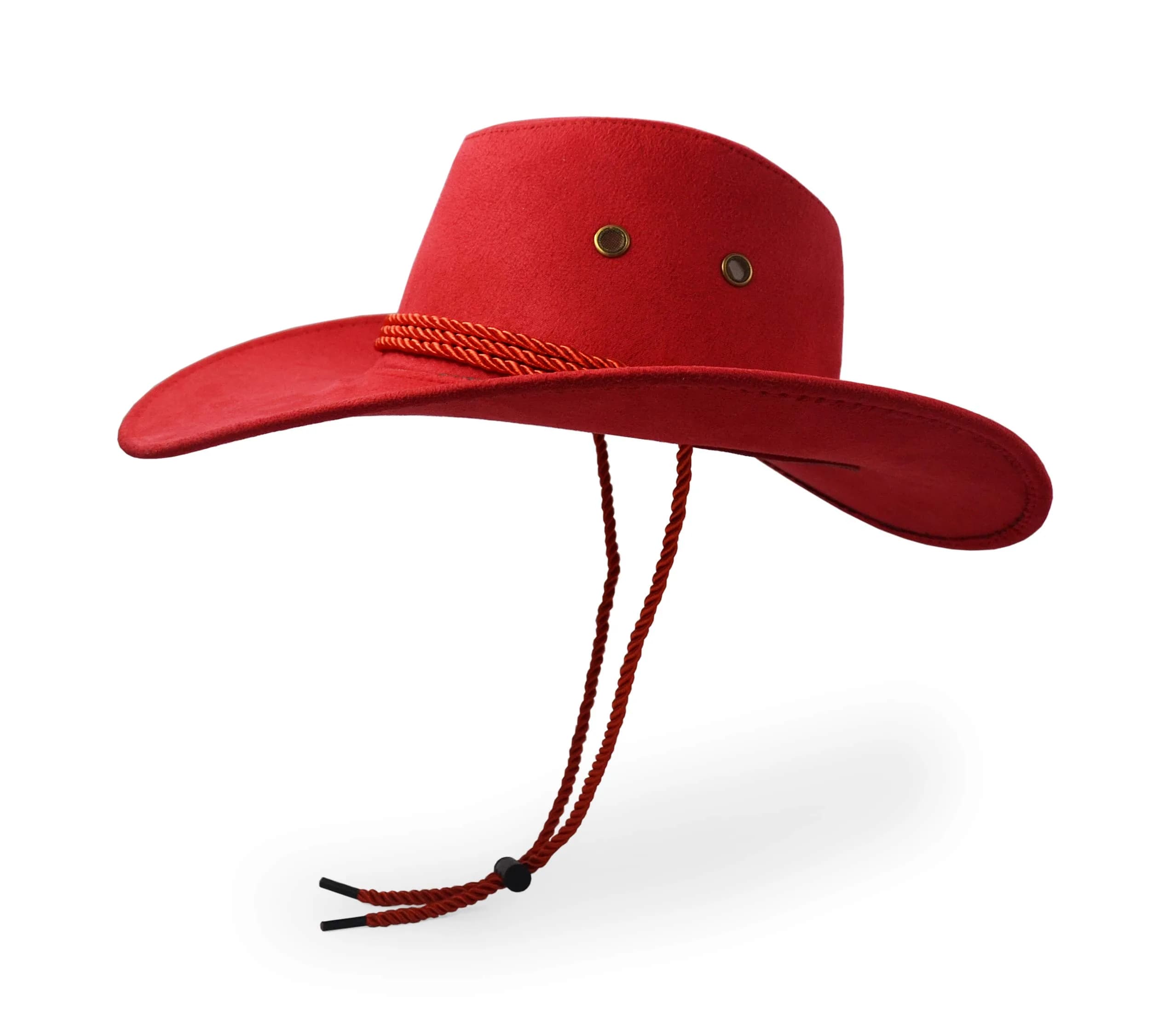 UltraKey Red Cowboy Hat 10cm (3.9in) Brim | Western Style Sun Protection - view 3
