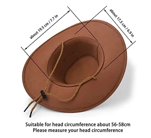 UltraKey Western Cowboy Hat Brown | Wide Brim Sun Protection for Outdoor Activities thumbnail 8