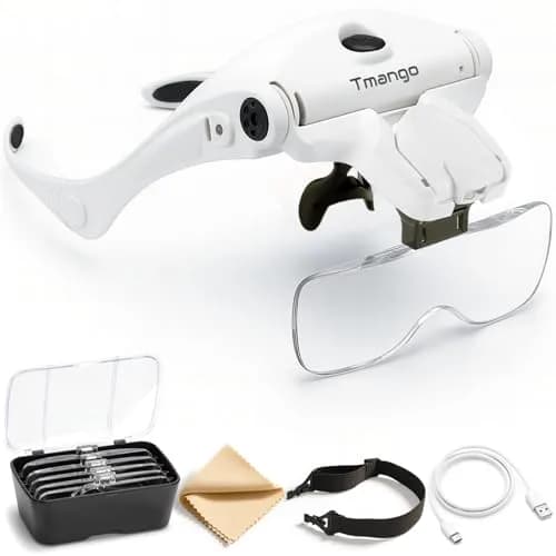 Tmango Rechargeable Head Magnifier 1.0X-3.5X | Hands-Free Jewelry & Craft Lighted Headband thumbnail 1