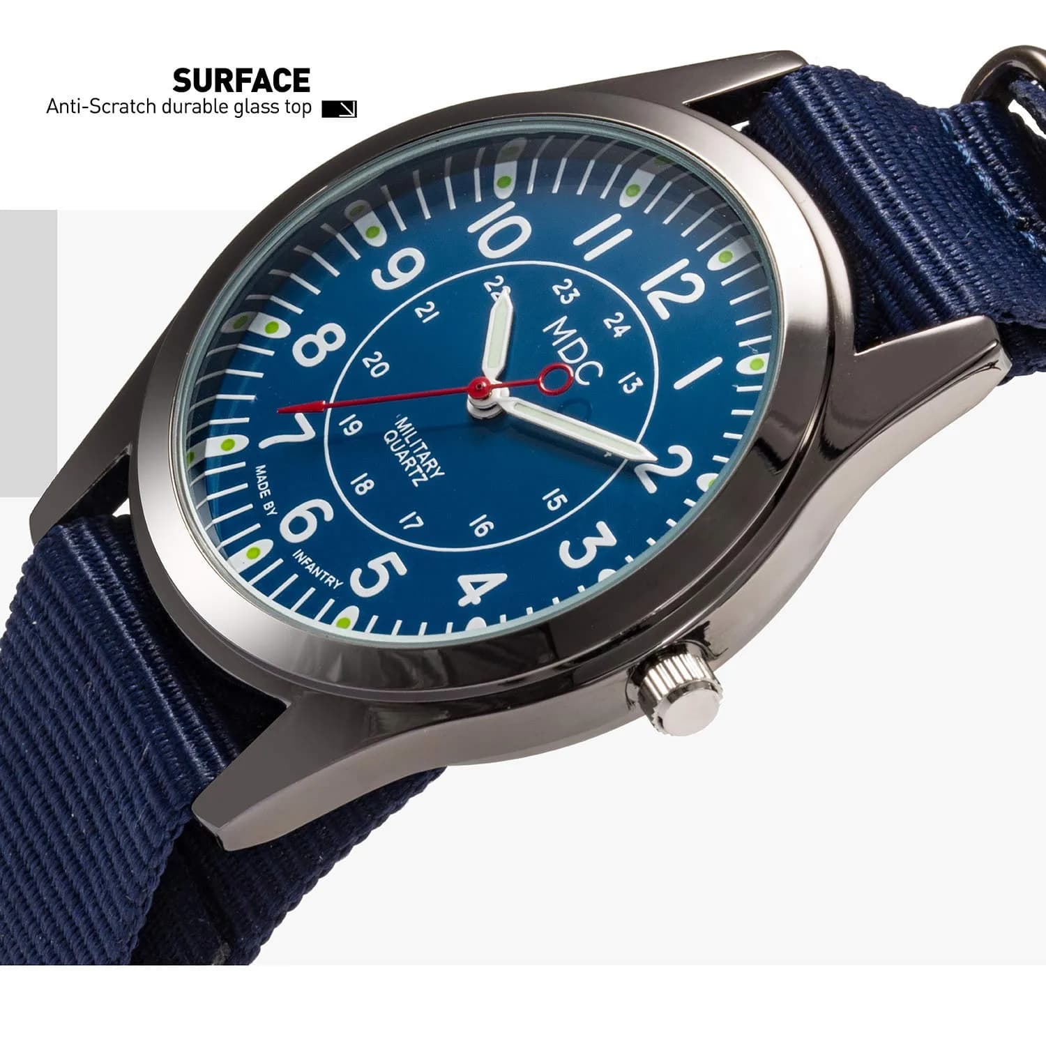 Infantry MDC Men's Field Watch 40mm Blue Nylon Strap | Japanese Quartz Movement - view 8