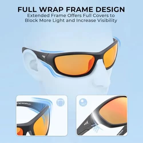KastKing Hiwassee Polarized Sport Sunglasses Wrap Design for Men & Women | 5.23 in Arm Length thumbnail 3