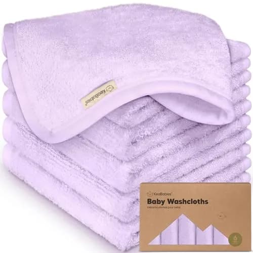 KeaBabies Baby Washcloths 10x10 in Soft Lilac | Ultra-Soft Bamboo Face & Body Cloths thumbnail 1