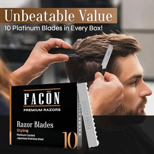 FACON Professional Hair Styling Razor Replacement Blades 10 Count | Precision Japanese Stainless Steel thumbnail 5