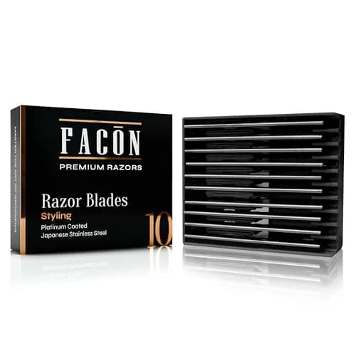 FACON Professional Hair Styling Razor Replacement Blades 10 Count | Precision Japanese Stainless Steel thumbnail 1