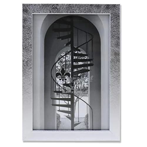 Lawrence Frames Chloe Contemporary Picture Frame, 4x6, Silver | Elegant burnished silver composite design thumbnail 1