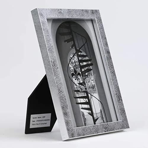 Lawrence Frames Chloe Contemporary Picture Frame, 4x6, Silver | Elegant burnished silver composite design thumbnail 2