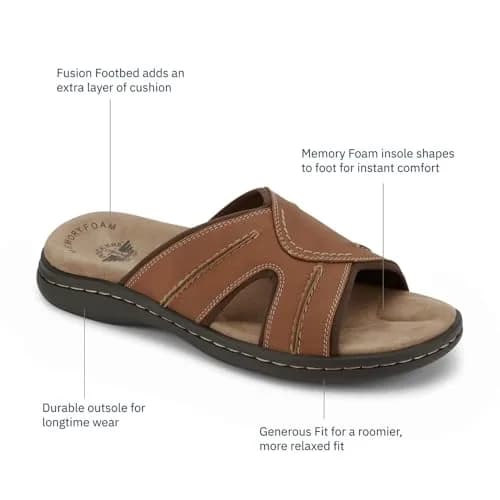 Dockers Sunland Casual Slide Sandal Shoe Rust 15 | Comfortable Men’s Slip-On Footwear thumbnail 8
