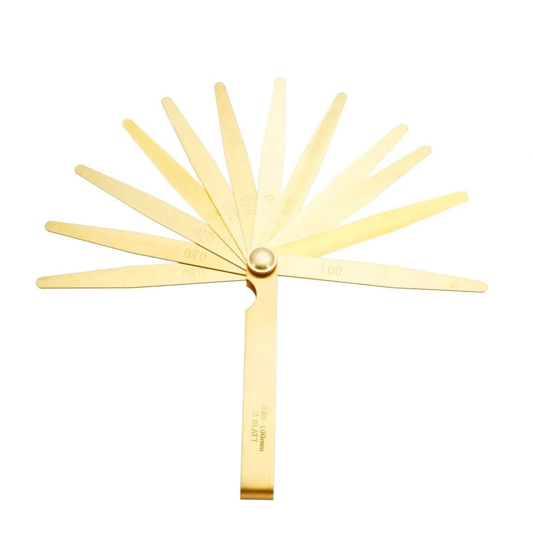 uxcell Metric Thickness Feeler Gauge 0.05-1mm 13 Blades Brass Measuring Tool | Precision Measurement for Gaps — 0.05-1mm 13 In 1