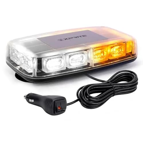 Xprite 12" 72LED Rooftop Strobe Light Bar Amber/White | High Visibility Emergency Beacon for 12V-24V Vehicles thumbnail 1