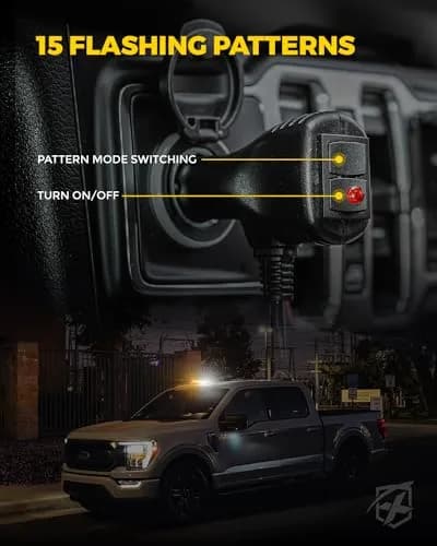 Xprite 12" 72LED Rooftop Strobe Light Bar Amber/White | High Visibility Emergency Beacon for 12V-24V Vehicles thumbnail 7