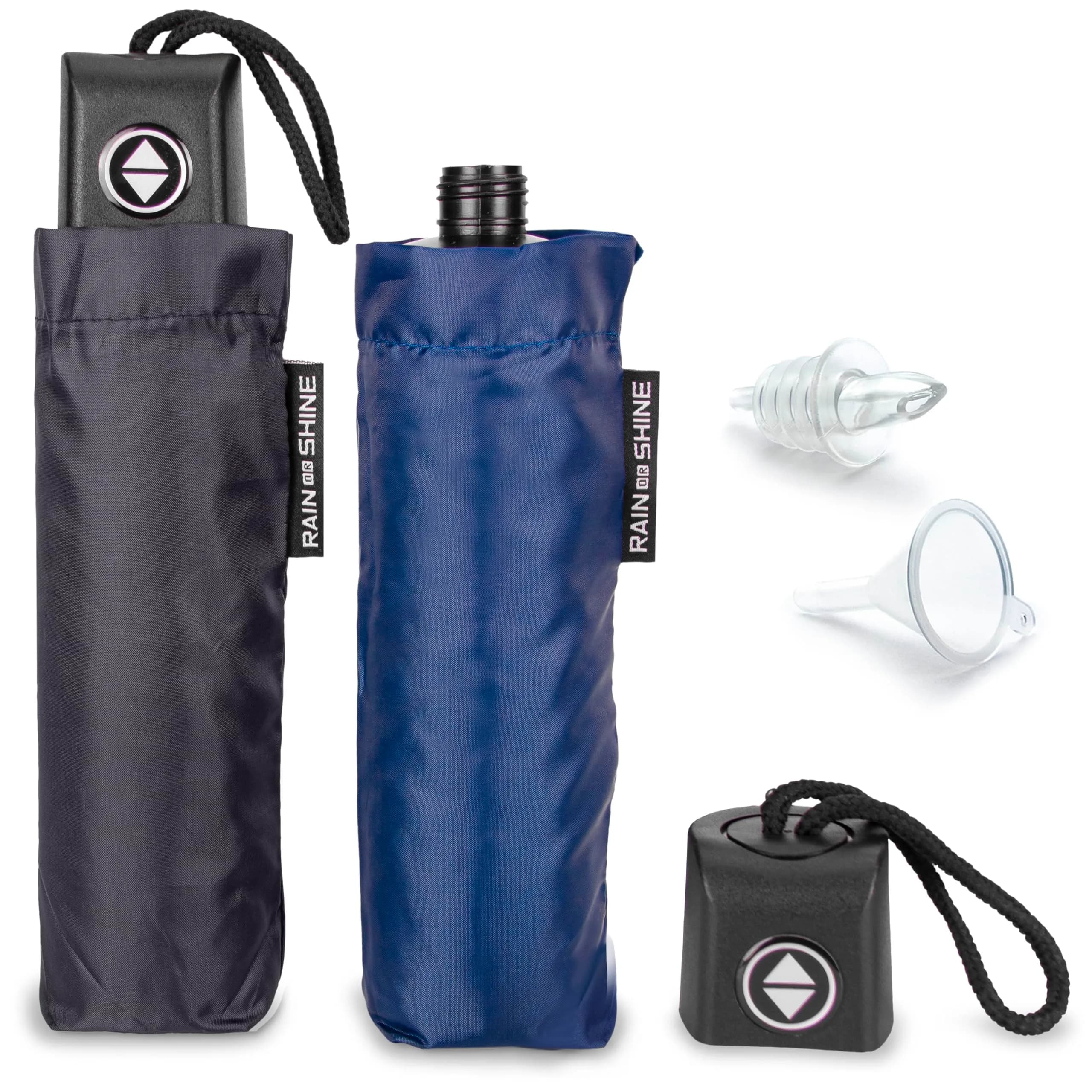 GoPong Rain or Shine Umbrella Flask 2 Pack (24 oz Total) | Hidden Alcohol Travel Flasks with Funnel & Spout