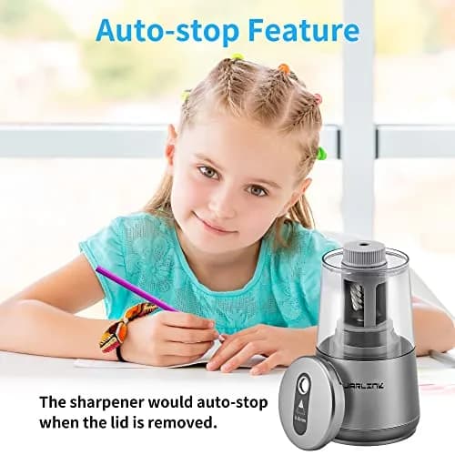 JARLINK Electric Pencil Sharpener Heavy Duty Helical Blade Auto Stop 13.2cm (5.2in) | Fast Sharpening for Students & Artists thumbnail 9