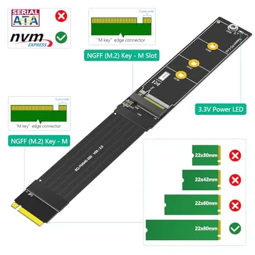 Sintech M.2 NVME Extender,NGFF M-Key PCIe 3.0/4.0 SSD Extension Card with 20cm Soft-PCB Cable thumbnail 3