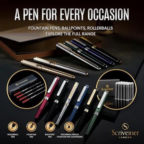 Scriveiner Black Lacquer Ballpoint Pen -Luxury Executive Brass Writing Instrument, Gold Plated, Schmidt Refill, Gift Set (1 Count, 140mm) thumbnail 6