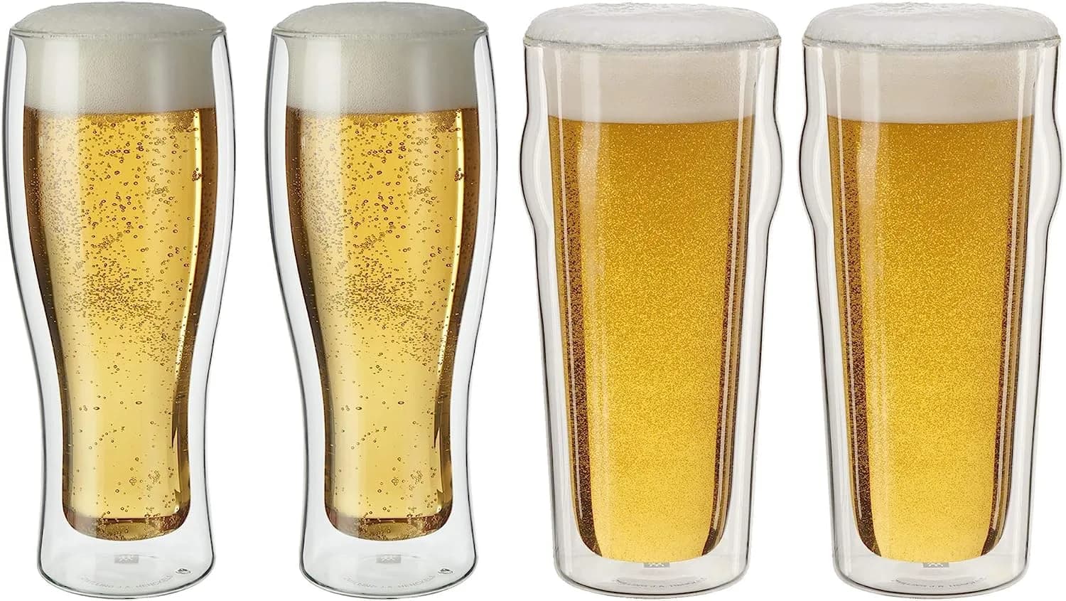 ZWILLING Sorrento Double-Wall Pint & Pilsner Glass Set, 14-oz & 16-oz | Italian Design & German Engineering — Glass