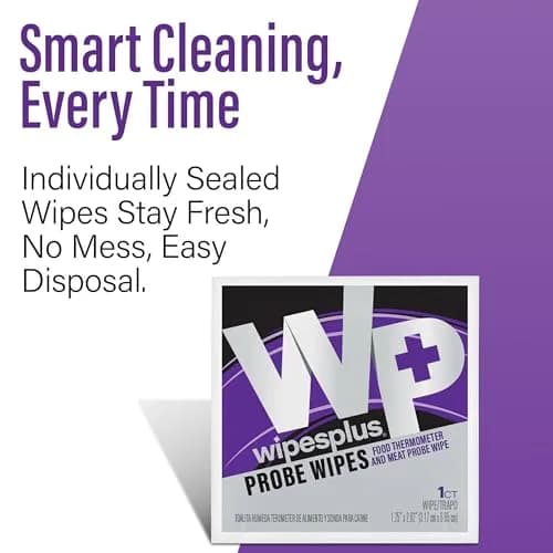 WIPESPLUS Thermometer Sanitizing Wipes - Probe Wipe Sachet - 100 Count | Food Contact Safe, No-Rinse Formula thumbnail 7