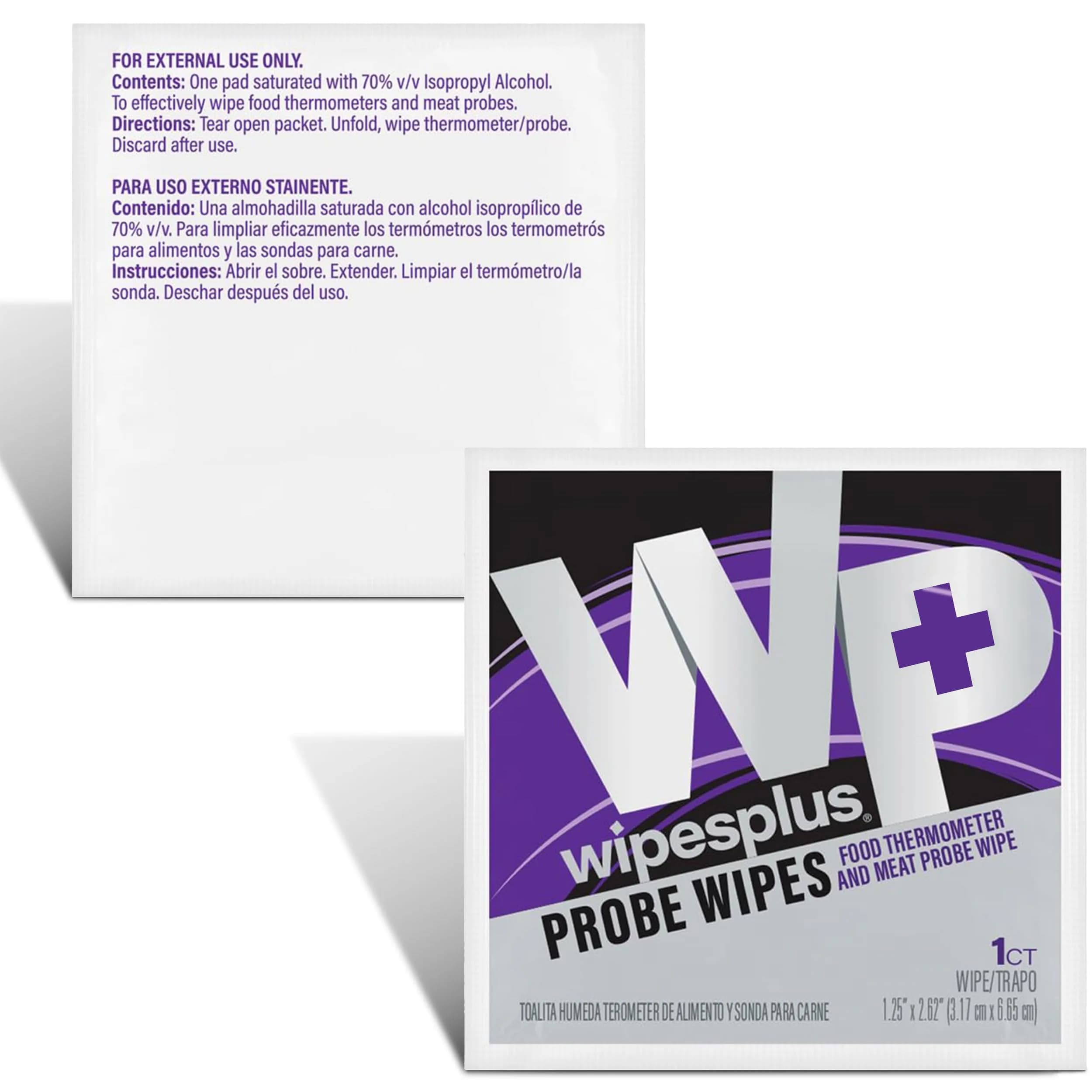 WIPESPLUS Thermometer Sanitizing Wipes - Probe Wipe Sachet - 100 Count | Food Contact Safe, No-Rinse Formula - view 2