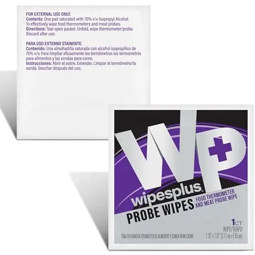WIPESPLUS Thermometer Sanitizing Wipes - Probe Wipe Sachet - 100 Count | Food Contact Safe, No-Rinse Formula thumbnail 2